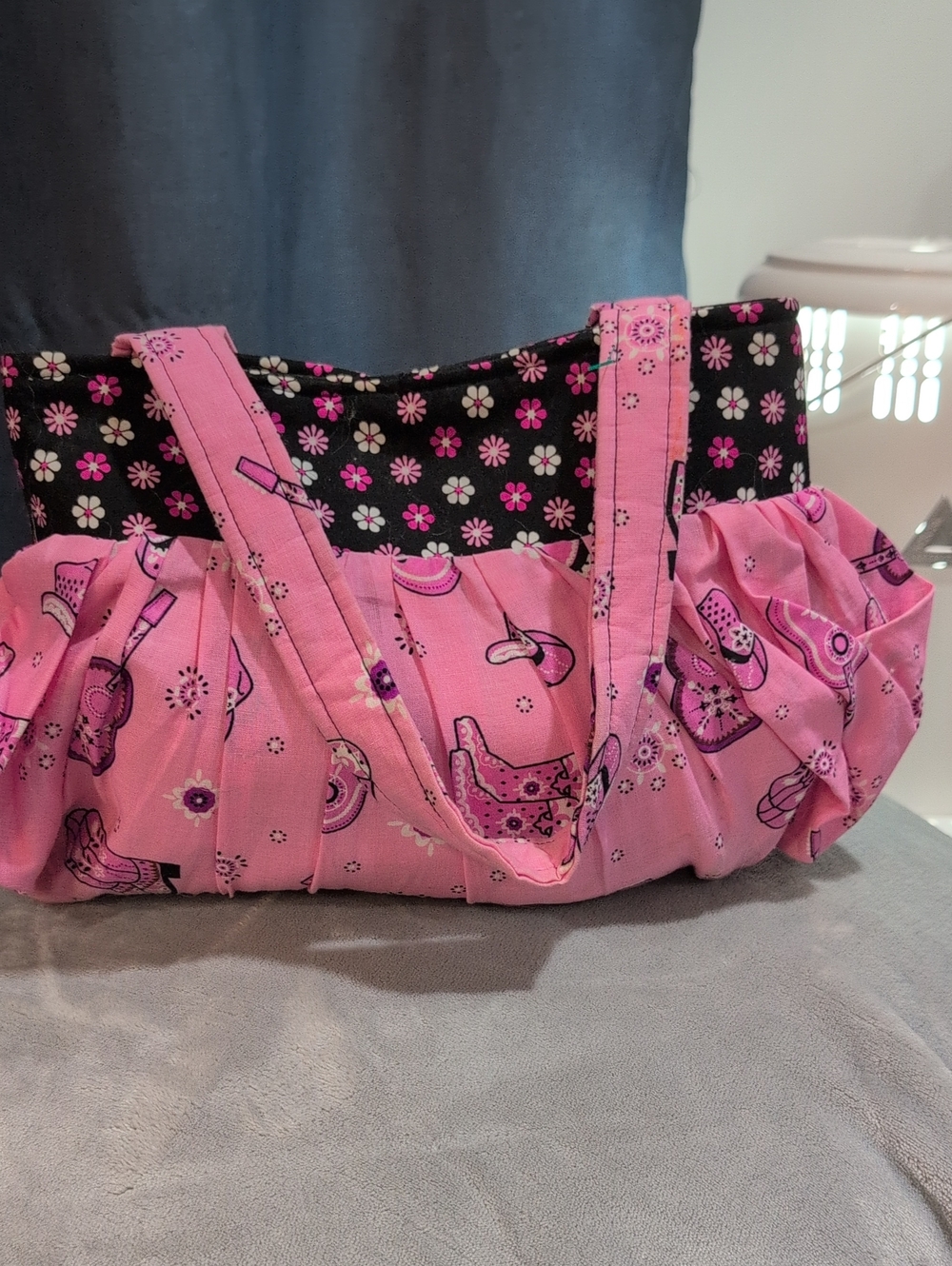 Pink Floral & Western Print Women's Tote Bag